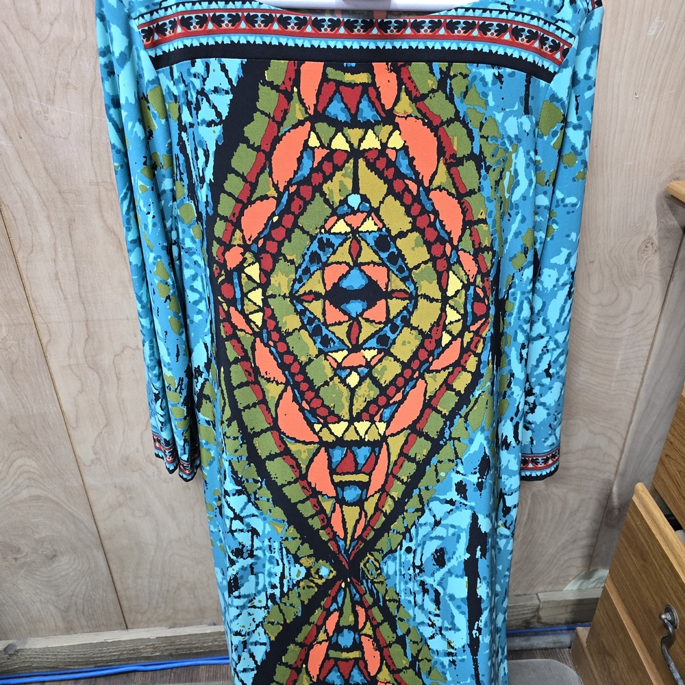 NEW ITEMS!!! ECI Blue and Orange Geometric Long Sleeve Dress